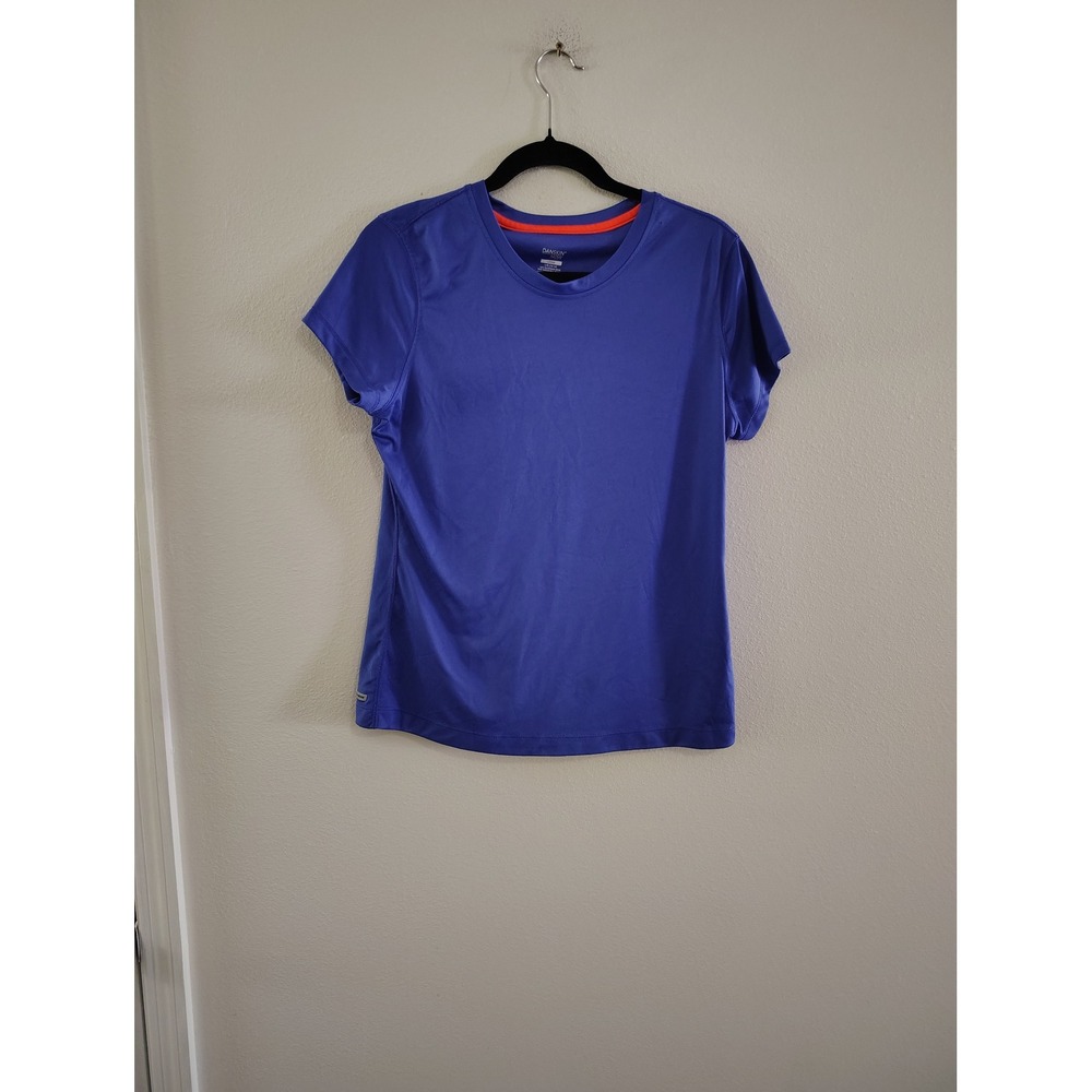 Danskin Now Womens Blue Short Sleeve Athletic T-Shirt Loose Fit Size Large 12-14